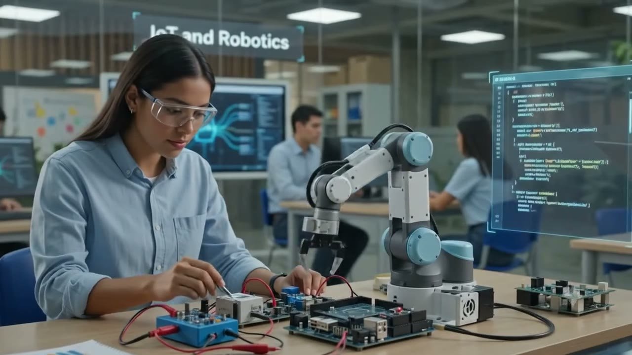 Laboratorio de IoT y robótica con brazo robótico